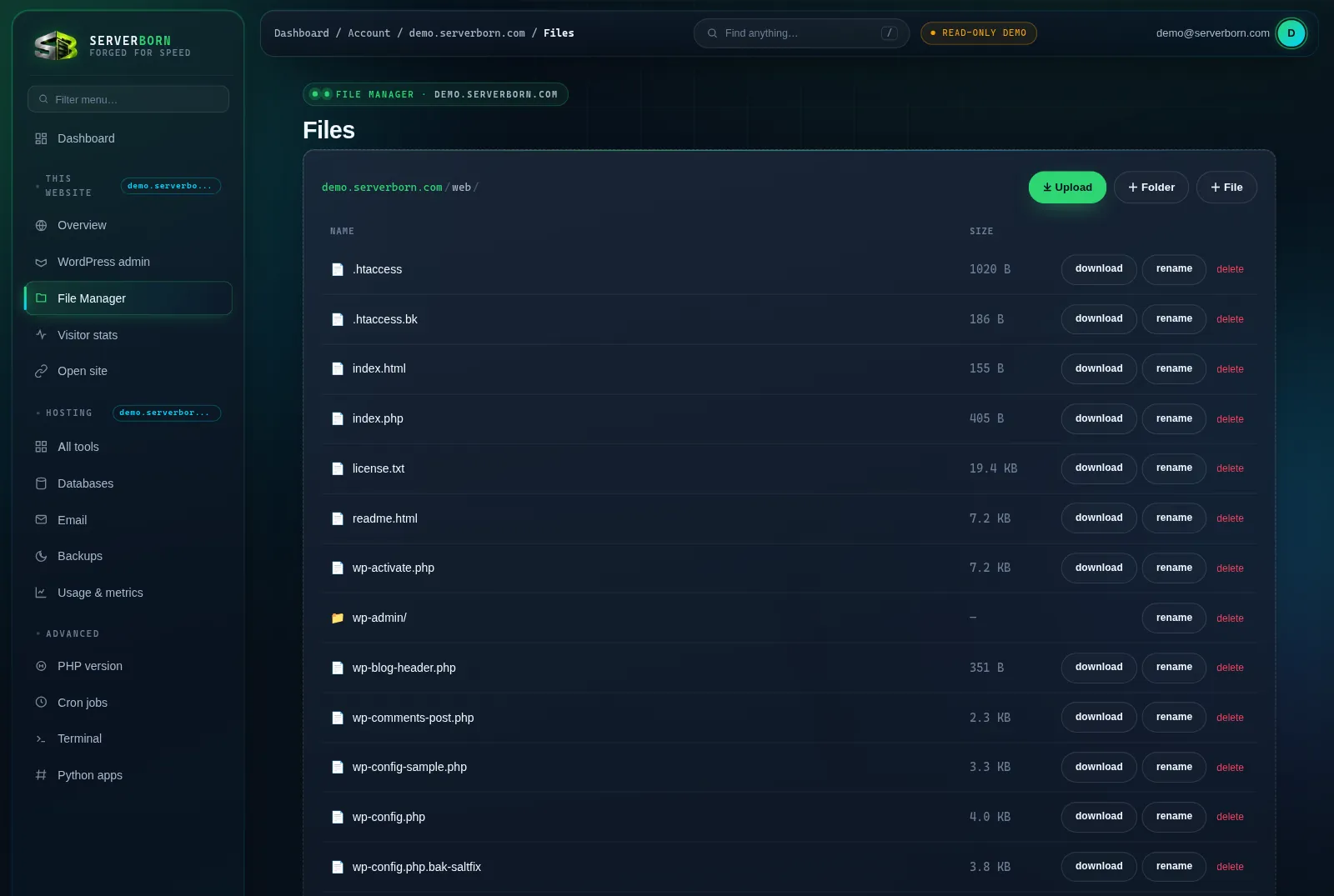 The file manager: breadcrumbs, actions, and drag-and-drop anywhere