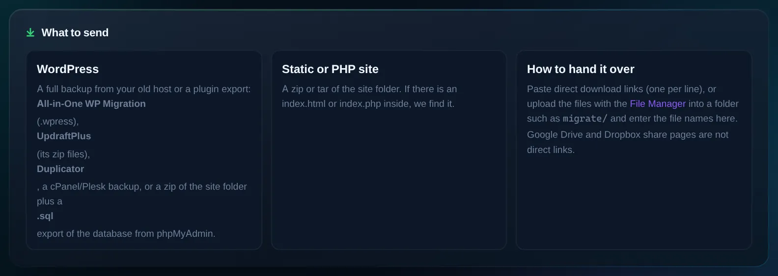 The migration running with a progress spinner